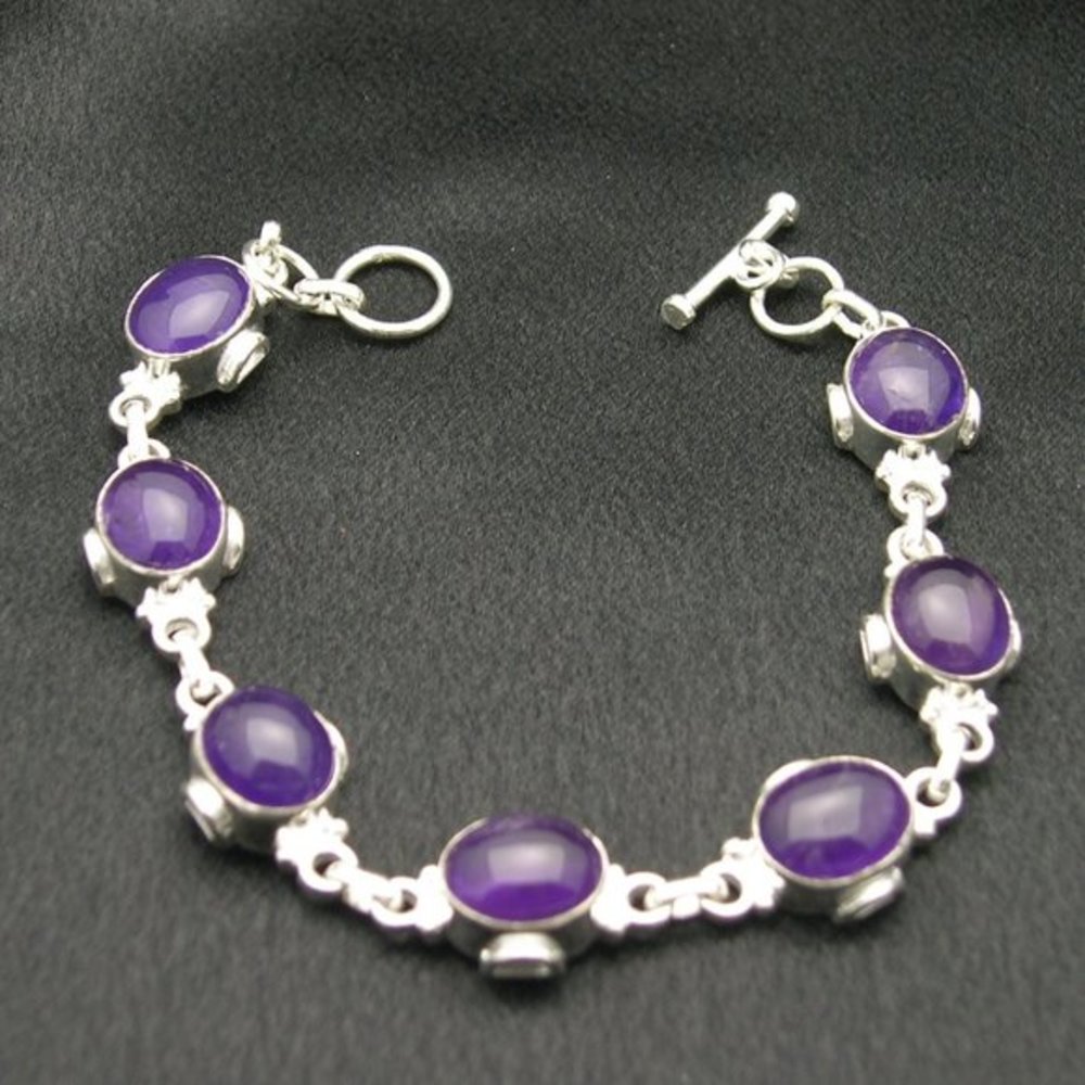 New Sterling Silver Amethyst Gemstone Braclet